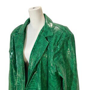 PrettyLittleThing NWT Green Croc Embossed Faux Leather Oversized Blazer, US 12